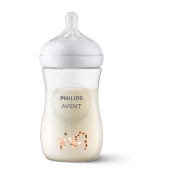 Biberão Philips AVENT Natural Response SCY903/66 Biberão 260ml, deco girafa, tetina T3 | Laranja, Transparente - 1