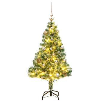 Árvore de Natal artificial vidaXL com 150 LEDs conjunto bolas e neve | 120cm - 1