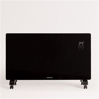 Convector Elétrico de Vidro Create Warm Crystal com WiFi e Rodas | 2500W - Preto - 1