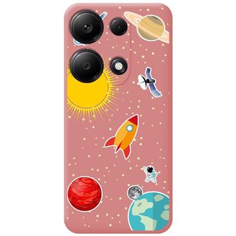 Capa Tumundosmartphone de silicone líquido rosa para Xiaomi Redmi Note 13 Pro 4G desenhos de design espacial - 1