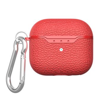 Capa e TPU Textura de lichia com Chaveiro Vermelho para AirPods 3 - 1