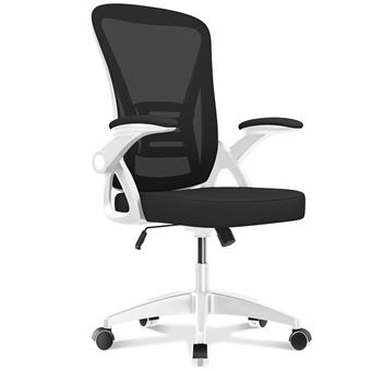 Cadeira de Escritório Ergonómica Bigzzia com Rodízios | Ajustável em Altura | Encosto com Apoio Lombar - Branco - 1