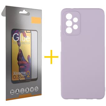 Conjunto 1 x Película de Vidro Full + Capa para Samsung A32 5G | Silicone Líquido - Roxo - 1