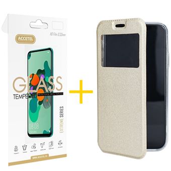 Conjunto Accetel 1 X Película de Vidro + Capa para Samsung S6 Gandy Flip Cover - Dourado - 1