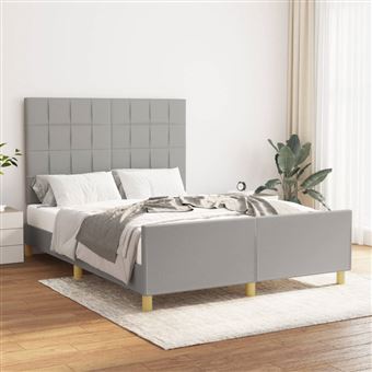 Estrutura de Cama com Cabeceira vidaXL | 140x190 cm | Tecido - cinza-claro - 1