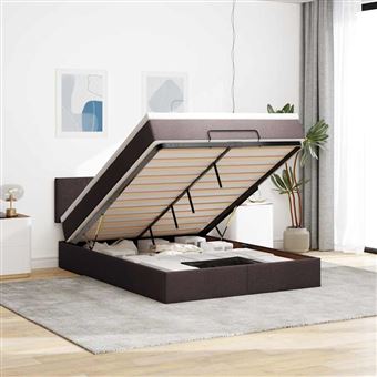 Estrutura de cama otomana com colchão vidaXL | 140x200 cm | tecido castanho escuro - 1