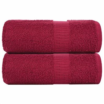 Toalhas de mão vidaXL | 2 Peças | 30x30 cm | 360 g/m2 100% algodão bordô - 1