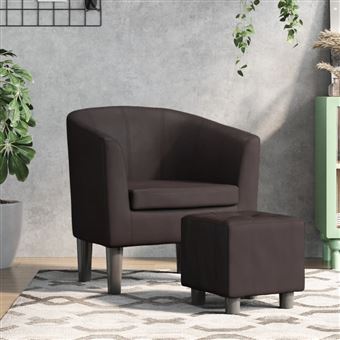 Poltrona com apoio de pés vidaXL | couro artificial castanho - 1