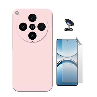 Kit Película Protectora de Hydrogel Frente + Capa Proteção Silicone + Suporte Magnético Gift4Me para Oppo Find X8 Pro | Rosa - 1