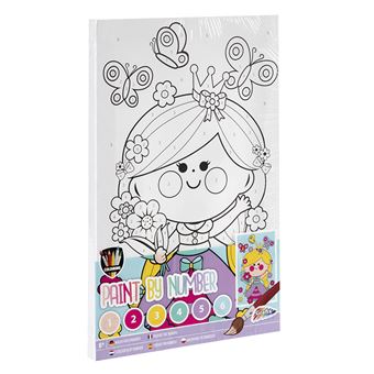 Tela Pintar Pelos Números com Tintas - Princesinha - 1