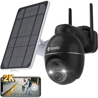 Câmara Vigilância Yeskamo 360º Áudio Bidirecional Solar Rotativa 2K | wi-fi | PTZ | Preta - 1