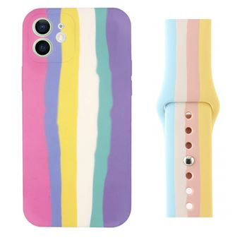 Kit Phonecare Capa Silicone Líquido + Bracelete SmoothSilicone Rainbow para iPhone 12 / Apple Watch Series 5 - 44MM - 1