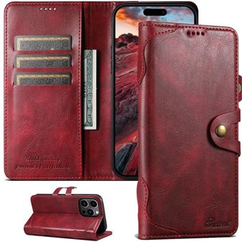 Capa livro carteira em pele fecho magnético Antiimpacto | para Iphone 11 Pro Max | Vermelho - 1