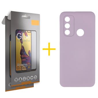 Pack 2 x Película de Vidro Temperado Full + Capa skyhe  Huawei P Smart 2020 Silicone Líquido - Roxo - 1