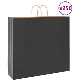 Sacos de Papel kraft vidaXL |  250 Unidades |  com alças preto 54x15x49 cm - 1