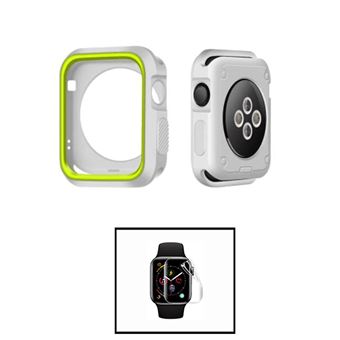 Kit Capa Military DoubleColor + Película de Hydrogel Phonecare para Apple Watch SE 3 - 40mm | Cinza / Verde Fluorescente - 1
