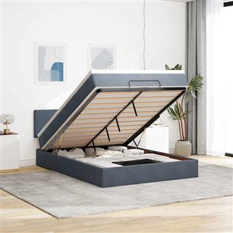 Estrutura de cama otomana com colchão vidaXL | 140x190 cm | cinzento escuro - 1