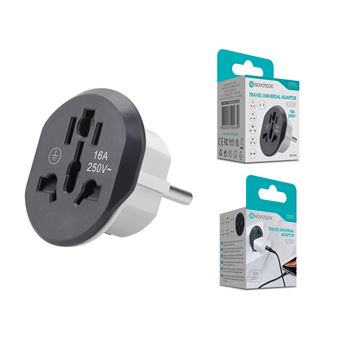 Adaptador Universal de Viagem Novoteck PJ-018 | Compatível Globalmente | 16A | 250V | Design Compacto | Preto - 1