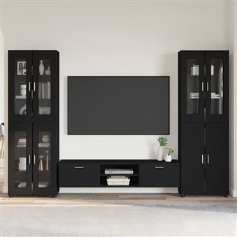 Conjunto de Móvel de TV vidaXL FLORIN | Preto Madeira processada - 1