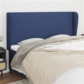 Cabeceira de Cama com Abas vidaXL | Tecido | 163x23x118/128 cm | azul - 1