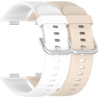 Pack 2x Bracelete em Silicone com Fecho de Metal Antiimpacto para Huawei Watch Fit 3 | Branco e Marfim - 1