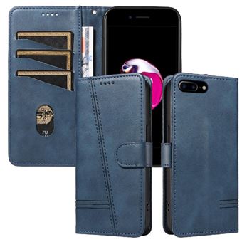 Capa FOXDOCK para iPhone 7 Plus/8 Plus | Fecho Magnético | Compartimentos para Cartões e Suporte | Pele PU | À Prova de Choque | Azul - 1