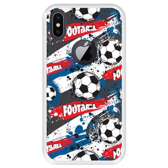 Capa Tpu Hapdey para Iphone X - Xs | Design Padrão de Esportes com Bolas de Futebol - Transparente