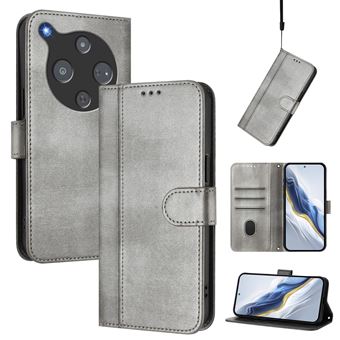 Capa FOXDOCK para ZTE Nubia P9 Pro 5G | Proteção contra Impactos | Estilo Vintage | TPU | Compartimentos para Cartões | Suporte | Cinza - 1