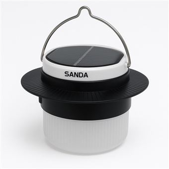 Candeeiro LED Portátil SANDA SD-5790 com Pega | 3 Modos de Luz | Painel Solar | Recarregável | Preto - 1