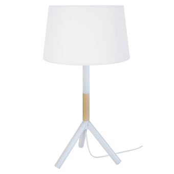 Candeeiro de Mesa Tosel Trident B | 30 cm | 1 Luzes - Madeira Natural e Branco - 1