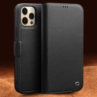 Capa de Couro Genuíno magunivers Qialino Fecho Magnético Preto para Iphone 12 Pro Max 6.7'' - 1