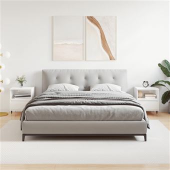 Mesa de cabeceira vidaXL | 2 Peças | derivados de madeira branco brilhante - 1