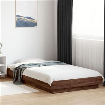Estrutura cama com luzes LED vidaXL | derivados madeira carvalho castanho - 1