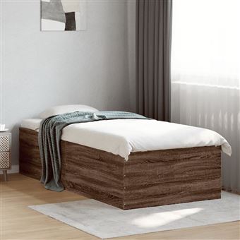 Estrutura de cama vidaXL | 90x200 cm | derivados madeira carvalho castanho - 1