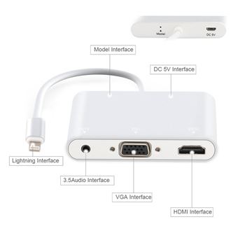 Adaptador Multi4you Lightning para HDMI / VGA com Áudio e Alimentação - 1