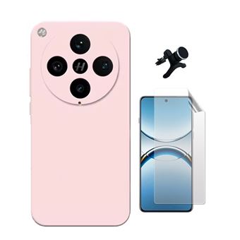 Kit Película Protectora de Hydrogel Frente + Capa Proteção Silicone + Suporte Reforçado de Carro Gift4Me para Oppo Find X8 Pro | Rosa - 1