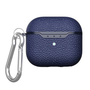 Capa e TPU Textura de lichia com Chaveiro Azul para AirPods 3 - 1