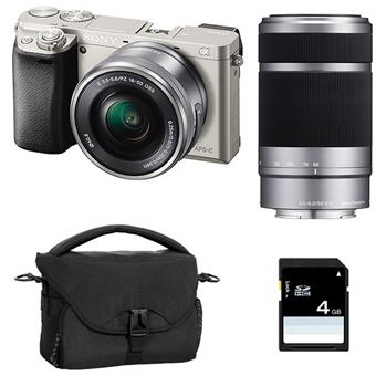 Câmara Digital Sony a6000 + 16-50mm + 55-210mm | Prateado - 1