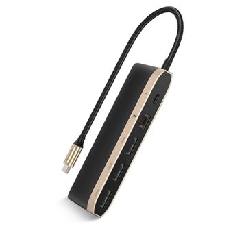 Adaptador TYPE-C HUB UGREEN 50991 CM224 Splitter para Huawei P30 MacBook | 5 em 1 | USB-C para Carregamento PD Gigabit - Preto e Dourado - 1