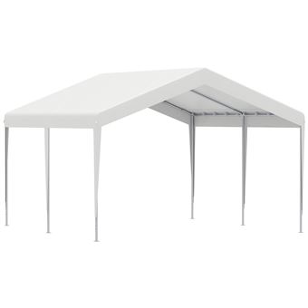 Pérgola Garagem para Carros 4x4 m Portátil Impermeável Outsunny com Acessórios - Branco - 1