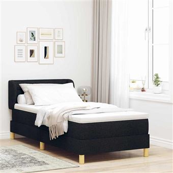 Cama Box com Colchão e Cabeceira vidaXL | Preto | 100 x 200 cm | tecido - 1