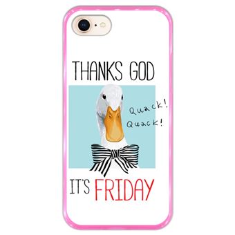 Capa Hapdey para iPhone 7 - 8 Design Pato Thanks God it's Friday em Silicone Flexível e TPU Cor-de-Rosa