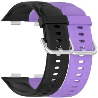 Pack 2x Bracelete em Silicone com Fecho de Metal Antiimpacto para Huawei Watch Fit 3 | Preto e Roxo - 1