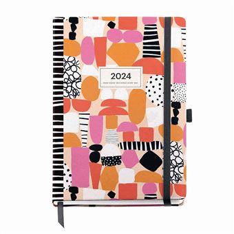 Agenda Diária A5 2024 Miquelrius Plus Abstract com Elástico 22620 - 1