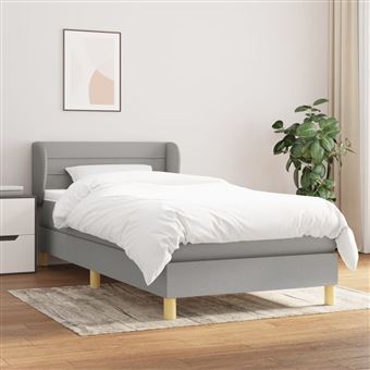 Cama com molas e colchão vidaXL | 90x190 cm | tecido cinzento-claro - 1