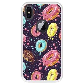 Capa Tpu Hapdey para Iphone X - Xs | Design Donuts com Chocolate e Granulado Colorido 2 - Transparente