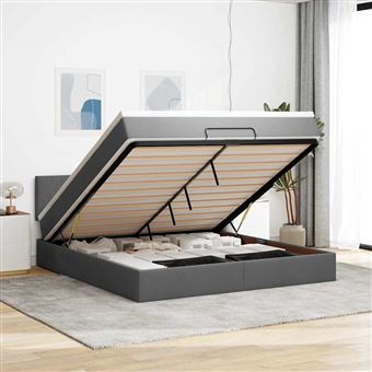 Estrutura de cama otomana com colchão vidaXL | 180x200 cm | cinzento escuro - 1