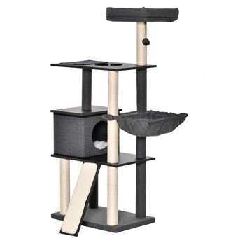 Árvore para Gatos PawHut | 60 x 40 x 146 cm - Cinza Escuro - 1