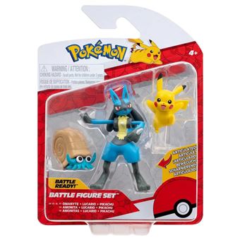 Figuras de batalha Pokémon Omanyte, Pikachu e Lucario - 1