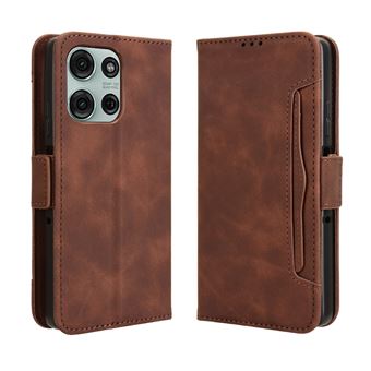 Capa FOXDOCK Protetora para Motorola Moto G75 5G | Suporte e Flip de couro PU | À Prova de Choque | Castanho - 1
